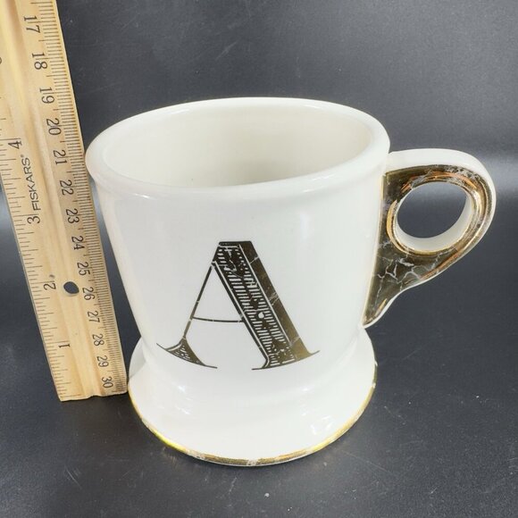 Anthropologie Letter A Initial Gold Monogram White Coffee Mug Cup Ceramic Mug - Picture 3 of 12